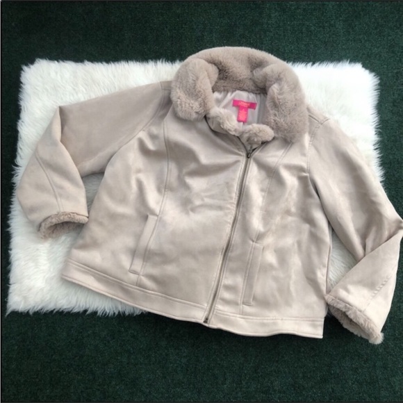 Faux Fur Trimmed Moto Jacket 2X - Picture 4 of 10